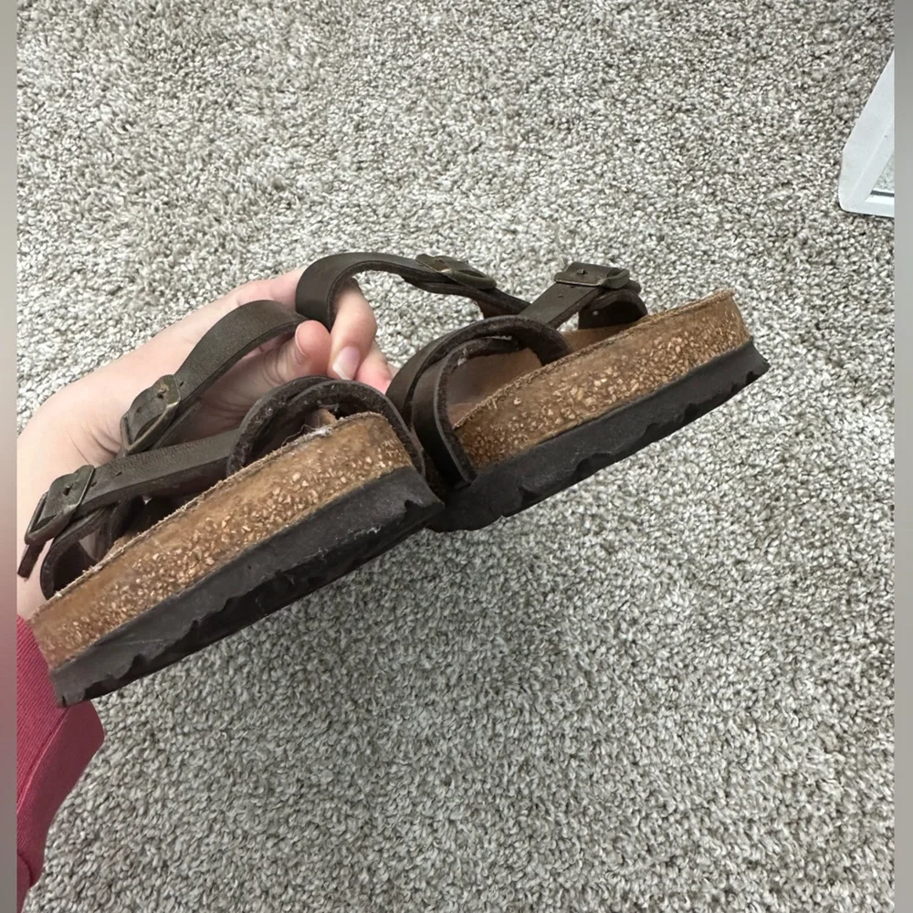 Birkenstock Mayari Brown Leather Flip Flops Shoes Size 37 - Picture 6 of 7